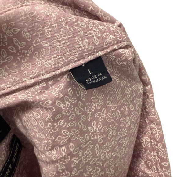 Faherty The Movement Short Sleeve Button Shirt Mauve Floral Mens Large - Picture 5 of 7